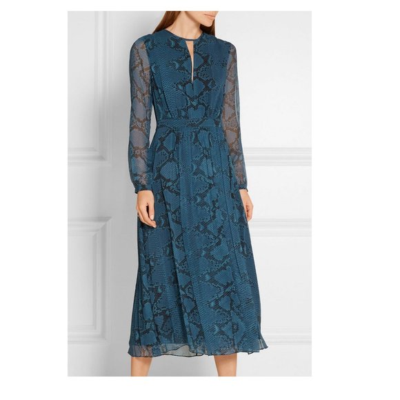 NWT Burberry Silk Snake Print Midi Dress | Elegant & Chic for Work & Events - Picture 1 of 12